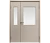 Влагостойкая дверь ПВХ EtaDoor с окном бежевая полуторастворчатая с алюминиевой кромкой