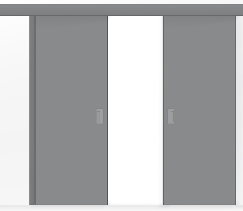Межкомнатная двустворчатая дверь купе ПВХ глухая серая