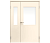 Влагостойкая дверь ПВХ EtaDoor с окном кремовая полуторастворчатая с алюминиевой кромкой
