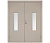 Влагостойкая дверь ПВХ EtaDoor с окном бежевая двухстворчатая с ПВХ кромкой