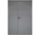 Влагостойкая дверь ПВХ EtaDoor глухая серая полуторастворчатая с ПВХ кромкой