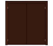 Влагостойкая дверь ПВХ EtaDoor глухая коричневая маятниковая двухстворчатая с алюминиевой кромкой